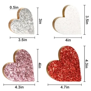 Valentine's Glitter Heart Decor Set - Treory 4-Piece