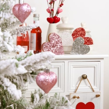 Valentine's Glitter Heart Decor Set - Treory 4-Piece