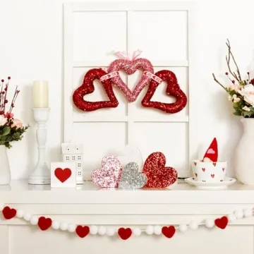 Valentine's Glitter Heart Decor Set - Treory 4-Piece