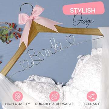 Bride to Be Wedding Dress Hanger, Bride Hanger for Wedding Dress, Wooden Wedding Hanger, Bridal Hang...