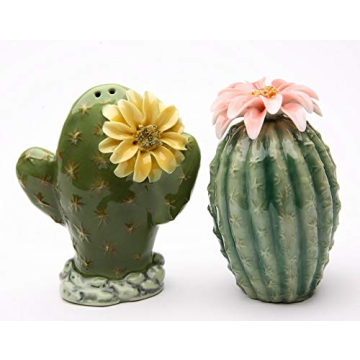 Hand-Painted Porcelain Cactus Salt Pepper Shakers Set