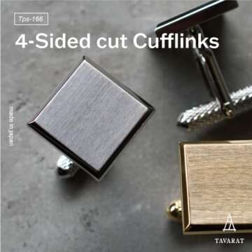 TAVARAT Stylish Black Silver Cufflinks for Men - Classy Gift
