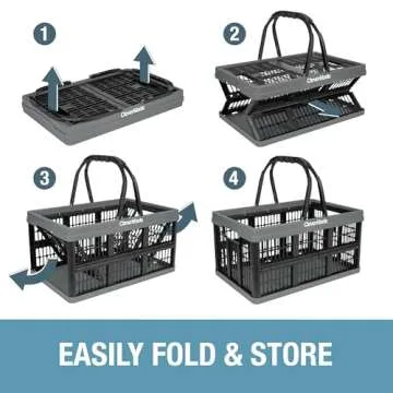 CleverMade Collapsible Shopping Basket, Stone, 3PK - 16L (4 Gal) Reusable Plastic Grocery Shopping Baskets, Holds 22lbs Per Basket - Small Foldable Storage Crates with Handles