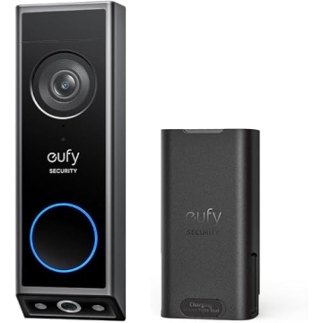 eufy Security Video Doorbell E340 (Battery Powered, with Extra Backup Battery), Uninterrupted Use with Rechargeable Battery, Dual Cameras, 2K Full HD, No Monthly Fee (Renewed)