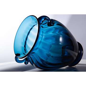 Elegant Blue Binaural Glass Vase for Home Decor Decorations