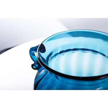 Elegant Blue Binaural Glass Vase for Home Decor Decorations