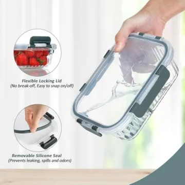 KOMUEE Glass Meal Prep Containers Set | Airtight & Durable