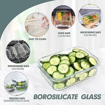 KOMUEE Glass Meal Prep Containers Set | Airtight & Durable