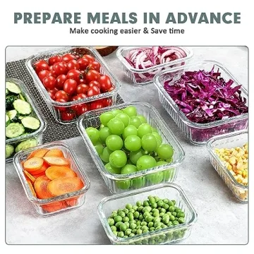 KOMUEE Glass Meal Prep Containers Set | Airtight & Durable