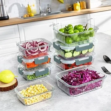 KOMUEE Glass Meal Prep Containers Set | Airtight & Durable