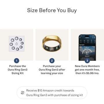 Oura Ring Gen3 Heritage - Gold - Size 9 - Smart Ring - Size First with Oura Ring Gen3 Sizing Kit - Sleep Tracking Wearable - Heart Rate - Fitness Tracker - 5-7 Days Battery Life