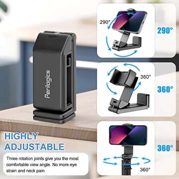 Perilogics Airplane Phone Holder Mount Universal in Flight Hands Free Viewing with Multi-Directional Dual 360 Degree Rotation (Black/Black)