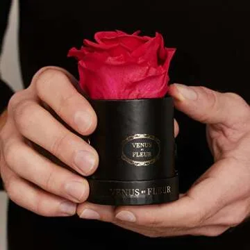 Venus et Fleur Le Mini Round Single - The Original Preserved Rose in a Box - Real Roses That Last a Year - White Gift Box, White Rose