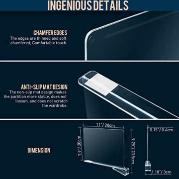Hekmaden Acrylic Shelf Dividers for Closet Organization