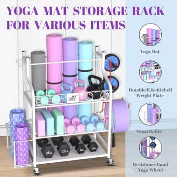 Mythinglogic Yoga Mat Storage Racks,Home Gym Storage Rack for Dumbbells Kettlebells Foam Roller, Yog...