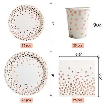 HOMIX 175 Piece Rose Gold Party Supplies for 25 Guests