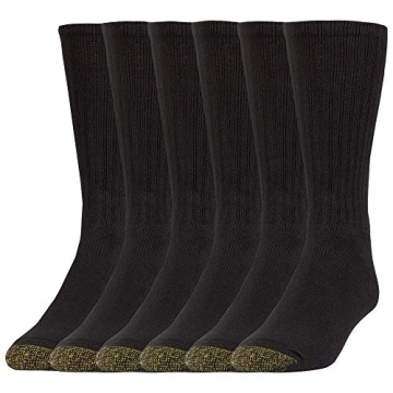 GOLDTOE Men's Black Crew Socks - 6 Pairs, Large
