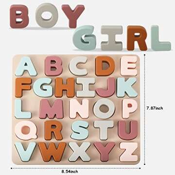 TOYHDAYO Silicone Alphabet Puzzle for Toddlers 1-3, Alphabet Toys with Puzzle Board & Letter Blocks ...