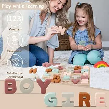 TOYHDAYO Silicone Alphabet Puzzle for Toddlers 1-3, Alphabet Toys with Puzzle Board & Letter Blocks ABC Letter Puzzles, Educational Learning Toys for Toddlers, Best Preschool Education Gift