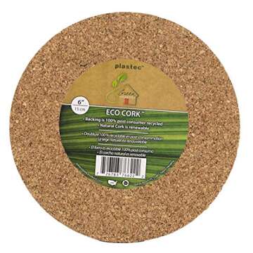 Plastec ECRO6 Eco Cork Mat, 6-Inch (Pack of 4)