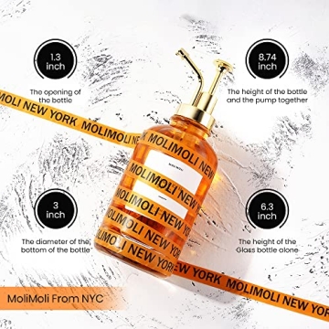 Molimoli Syrup Dispenser for Coffee Bars, Glass Syrup Bottle w. Pump, 16.9 oz 500 ml, Set of 2, Gold Upgraded Dispenser