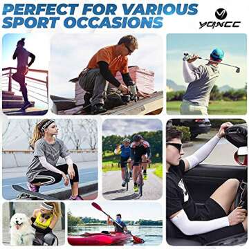 YQXCC 4 Pairs Arm Sleeves, Cooling UV Sun Protection Sports Compression Sleeves for Men Women, Golf ...