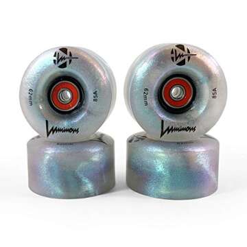Luminous Light Up LED Quad Roller Skate Wheels - 9 Colors & BankRoll Bearings Installed