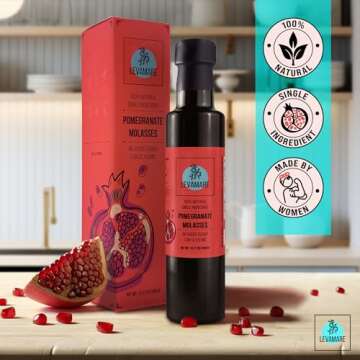 Levamare Pomegranate Molasses, 12 oz (Pack of 1) | No Added Sugar, No Additives | 100% Natural Pomegranate Concentrate from 100% Mediterranean Pomegranate Juice | Gourmet Food Pomegranate Syrup | Vegan, Gluten Free | Superfood