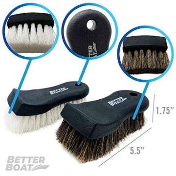 Upholstery Brush Set, Carpet and Car Cleaning Brushes, Horsehair Detailing Brush for Upholstery Clea...