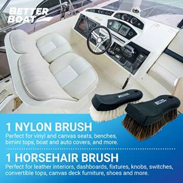 Upholstery Brush Set for Car and Boat Cleaning