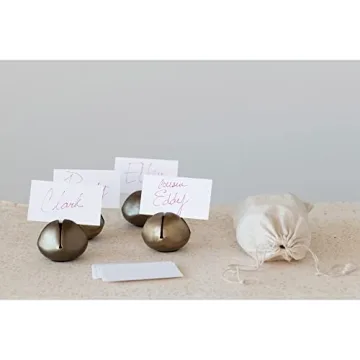 Antique Brass Bell Place Card Holders for Charming Tables