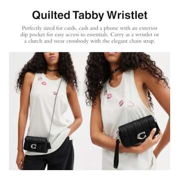 Coach Quilted Pillow Leather Tabby Wristlet with Chain