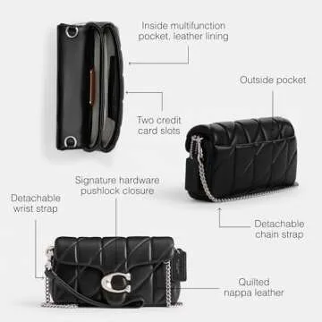 Coach Quilted Pillow Leather Tabby Wristlet with Chain