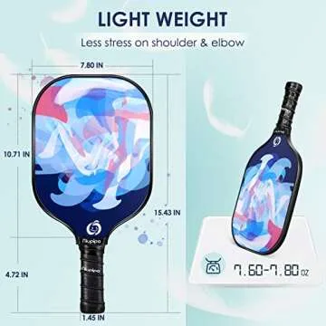 niupipo Pickleball Paddles, Pickleball Paddles Set of 4, Pickleball Paddle with Fiberglass Surface, Polypropylene Honeycomb Core, Cushion Grip, Lightweight Pickleball, Portable Carry Bag, White