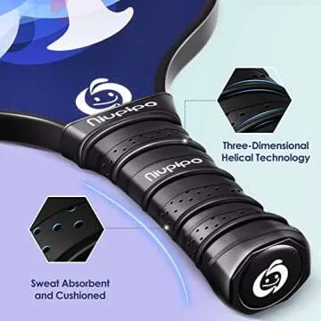 niupipo Pickleball Paddles, Pickleball Paddles Set of 4, Pickleball Paddle with Fiberglass Surface, Polypropylene Honeycomb Core, Cushion Grip, Lightweight Pickleball, Portable Carry Bag, White