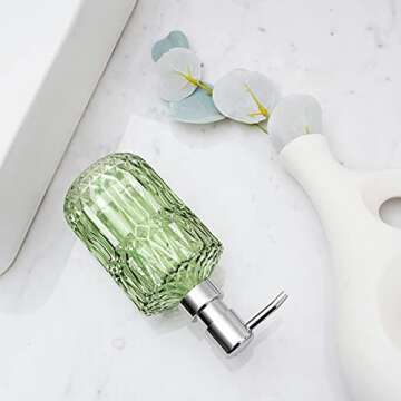 TISUZXCV Diamond Design 12 Oz Coffee Glass Soap Dispenser,Refillable Lotion Soap Dispenser for Bathroom, Kitchen, Hand Soap, Dish Soap,Shampoo, Ideal for Bathroom Countertop. (Coffee Color)