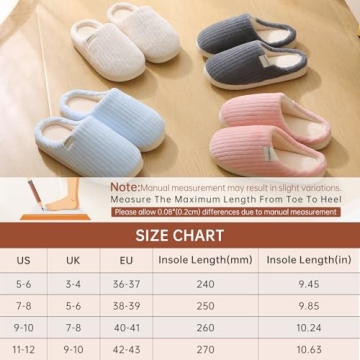 HUXMEYSON Slippers for Women Warm Memory Foam Womens Slippers, Comfy House Slippers Indoor Outdoor Slippers with Anti-Skid Rubber Sole