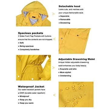Bloggerlove Women's Lightweight Waterproof Rain Jacket
