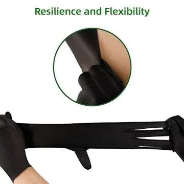 Kexle Nitrile Disposable Gloves Pack of 100, Latex Free Safety Working Gloves for Food Handle or Industrial Use (Medium, Black) (2D-IJ9V-27IH)