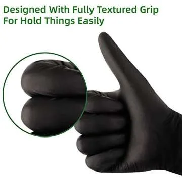 Kexle Nitrile Disposable Gloves Pack of 100, Latex Free Safety Working Gloves for Food Handle or Industrial Use (Medium, Black) (2D-IJ9V-27IH)