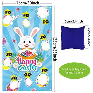 Easter Toss Game with 3 Bean Bags, Easter Bunny Party Game for Kids Adults Family Easter Party Suppl...