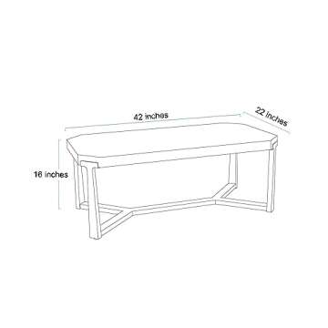 Uolfin Rectangle Coffee Table, Hand-cast with Distressed Gold Legs, 42" L