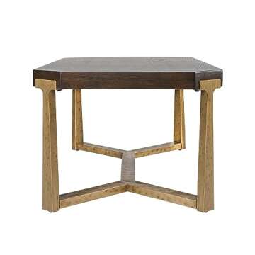 Uolfin Rectangle Coffee Table, Hand-cast with Distressed Gold Legs, 42" L