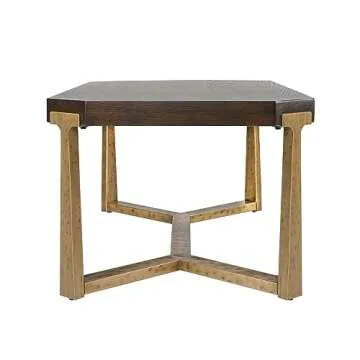 Uolfin Rectangle Coffee Table, Hand-cast with Distressed Gold Legs, 42" L