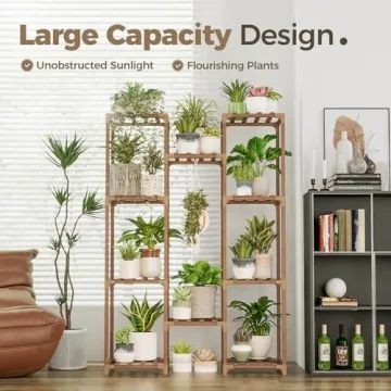 Bamworld 10 Pots Large Plant Table Wooden Shelf