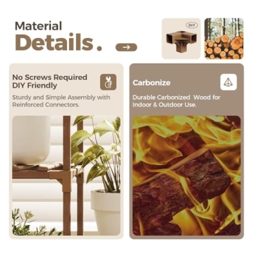 Bamworld 10 Pots Large Plant Table Wooden Shelf