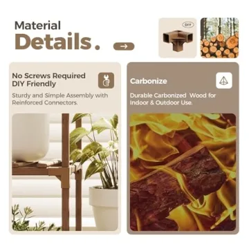 Bamworld 10 Pots Large Plant Table Wooden Shelf