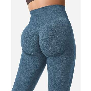 YEOREO Women Seamless Workout Leggings Gym High Waist Smile Contour Yoga Pants Blue