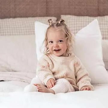 Cute Baby Girl Cable Knit Sweater with Floral Design