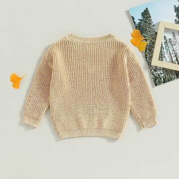 Cute Baby Girl Cable Knit Sweater with Floral Design